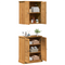 vidaXL Bathroom Furniture Set with Shelf with Storage with Door 2 pcs Brown Solid wood pine