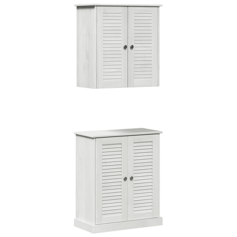 vidaXL Bathroom Furniture Set with Shelf with Storage with Door 2 pcs Brown Solid wood pine