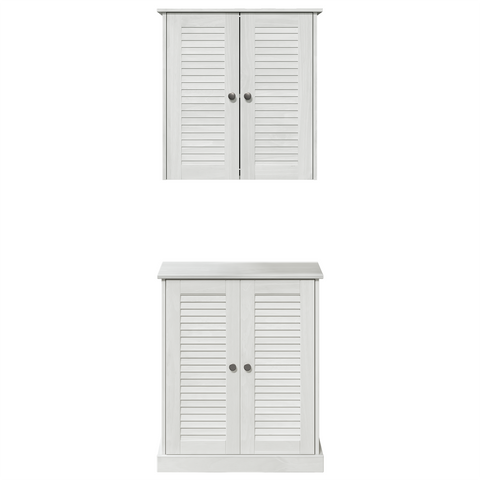 vidaXL Bathroom Furniture Set with Shelf with Storage with Door 2 pcs Brown Solid wood pine