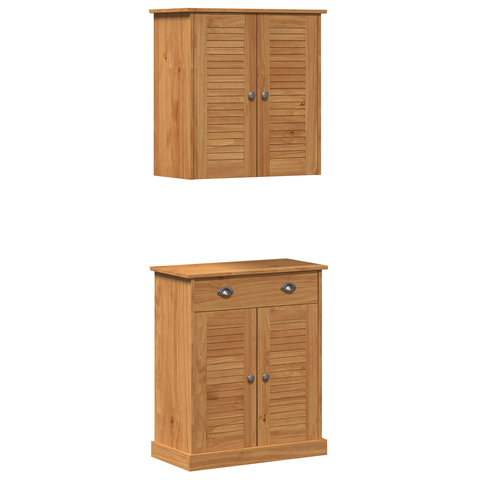 vidaXL Bathroom Furniture Set with Drawer with Shelf with Storage with Door 2 pcs Brown Solid wood pine