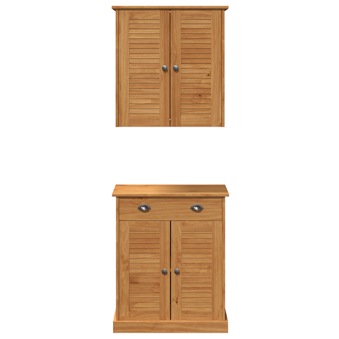vidaXL Bathroom Furniture Set with Drawer with Shelf with Storage with Door 2 pcs Brown Solid wood pine