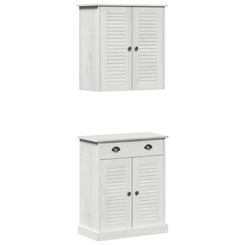 vidaXL Bathroom Furniture Set with Drawer with Shelf with Storage with Door 2 pcs Brown Solid wood pine