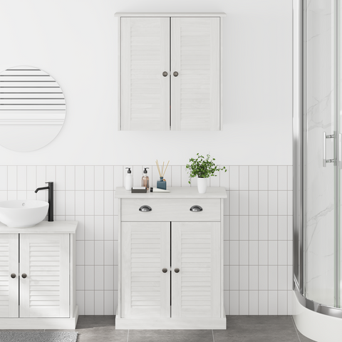 vidaXL Bathroom Furniture Set with Drawer with Shelf with Storage with Door 2 pcs Brown Solid wood pine