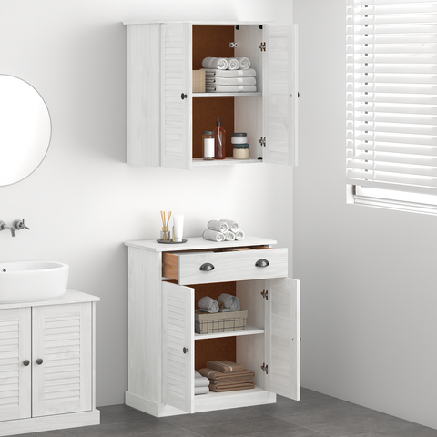 vidaXL Bathroom Furniture Set with Drawer with Shelf with Storage with Door 2 pcs Brown Solid wood pine