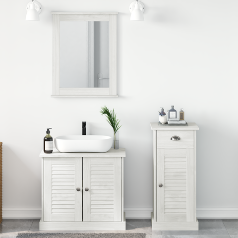 vidaXL Bathroom Furniture Set with Drawer with Shelf Wall-mounted with Storage with Door with Mirror 3 pcs Brown 37 x 34 x 80 cm