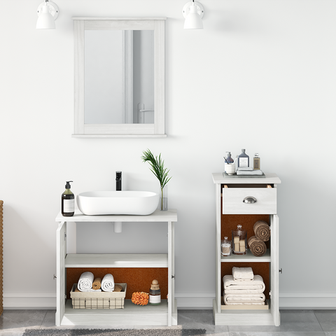 vidaXL Bathroom Furniture Set with Drawer with Shelf Wall-mounted with Storage with Door with Mirror 3 pcs Brown 37 x 34 x 80 cm