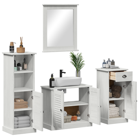 vidaXL Bathroom Furniture Set 3 pcs Antique white 37 x 34 x 110 cm