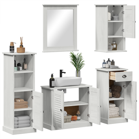 vidaXL Bathroom Furniture Set 5 pcs Antique white 37 x 34 x 110 cm