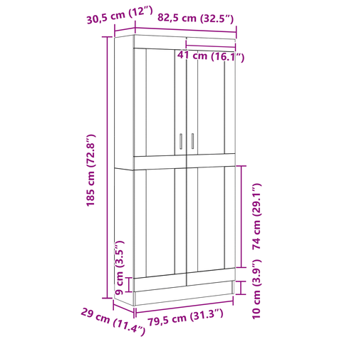 vidaXL Book Cabinets - 2 Pack - Black Oak - 82.5 x 30.5 x 185 cm - Engineered Wood