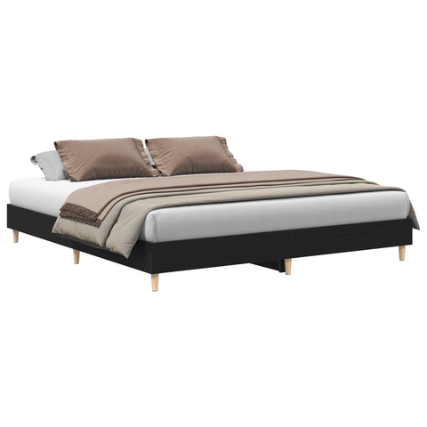 vidaXL Bed Frame Black Oak 180x200 cm Engineered Wood