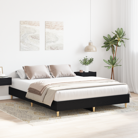 vidaXL Bed Frame Black Oak 150x200 cm Engineered Wood