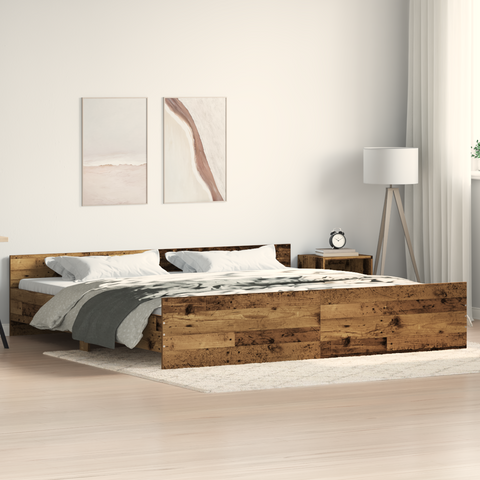 vidaXL Bed Frame Old Wood 200x200 cm Engineered Wood