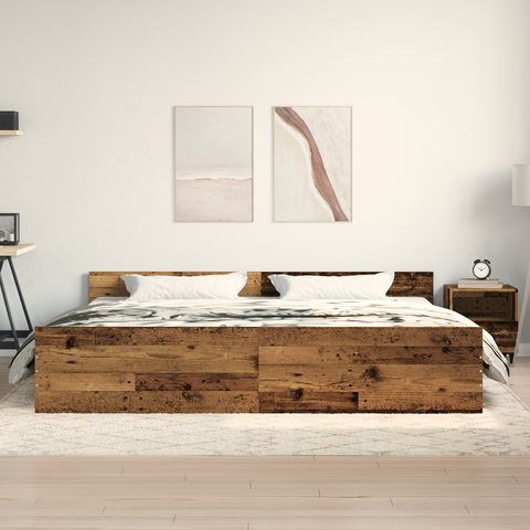 vidaXL Bed Frame Old Wood 200x200 cm Engineered Wood