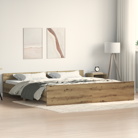 vidaXL Bed Frame Artisan Oak 200x200 cm Engineered Wood