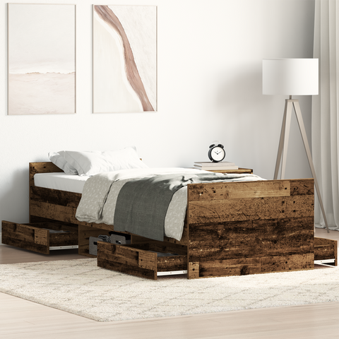 vidaXL Bed Frame without Mattress Old Wood 75x190 cm Engineered Wood
