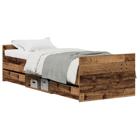 vidaXL Bed Frame without Mattress Old Wood 75x190 cm Engineered Wood