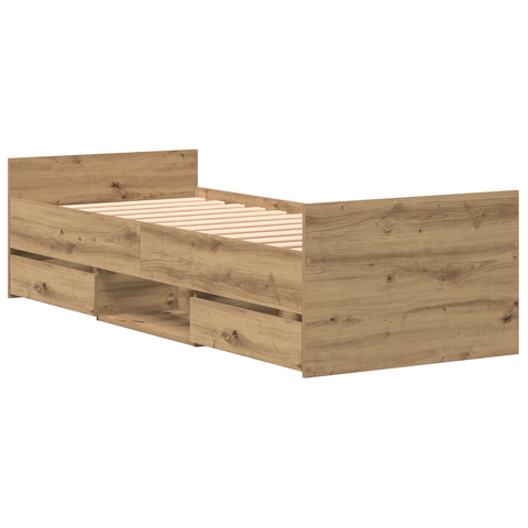 vidaXL Bed Frame without Mattress Artisan Oak 75x190 cm Engineered Wood