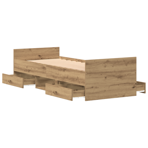vidaXL Bed Frame without Mattress Artisan Oak 75x190 cm Engineered Wood