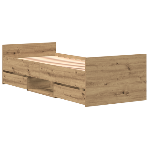 vidaXL Bed Frame without Mattress Artisan Oak 75x190 cm Engineered Wood