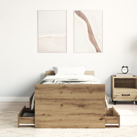 vidaXL Bed Frame without Mattress Artisan Oak 75x190 cm Engineered Wood