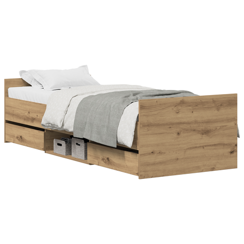vidaXL Bed Frame without Mattress Artisan Oak 75x190 cm Engineered Wood