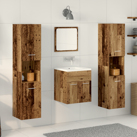 vidaXL 4 Piece Bathroom Furniture Set - Old Wood Engineered Wood