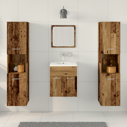 vidaXL 4 Piece Bathroom Furniture Set - Old Wood Engineered Wood