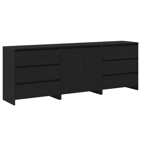 vidaXL 3-Piece Sideboards in Black Oak Engineered Wood