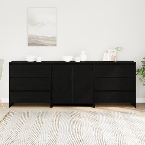 vidaXL 3-Piece Sideboards in Black Oak Engineered Wood