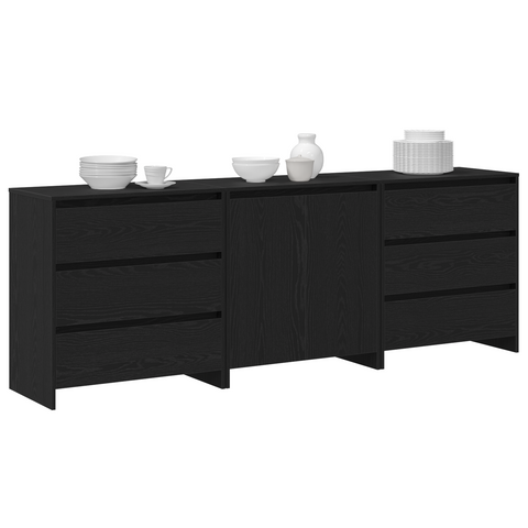 vidaXL 3-Piece Sideboards in Black Oak Engineered Wood