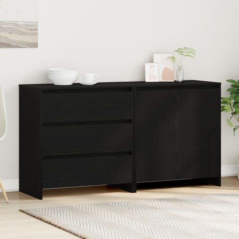 vidaXL 2-Piece Sideboards in Black Oak Engineered Wood