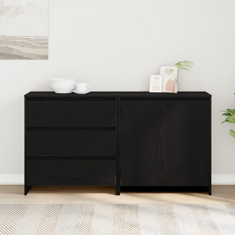 vidaXL 2-Piece Sideboards in Black Oak Engineered Wood