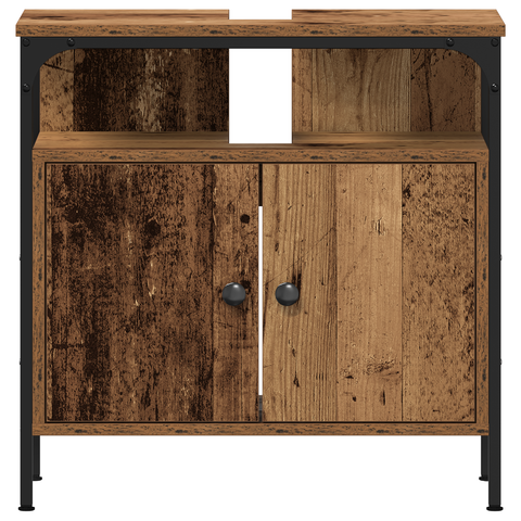 vidaXL Bathroom Sink Cabinet with Built-in Basin Old Wood Engineered Wood