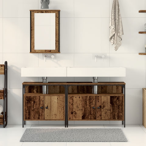 vidaXL Bathroom Sink Cabinet with Built-in Basin Old Wood Engineered Wood