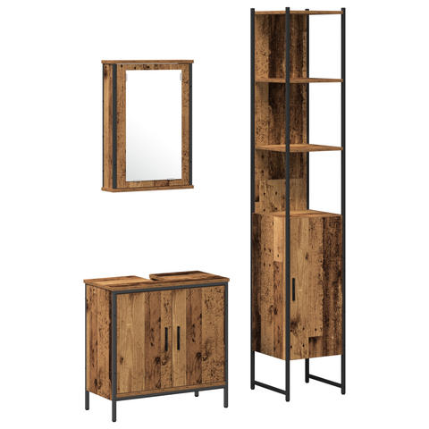 vidaXL 3 Piece Bathroom Furniture Set Old Wood Engineered Wood