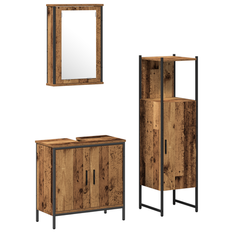 vidaXL 3 Piece Bathroom Furniture Set Old Wood Engineered Wood