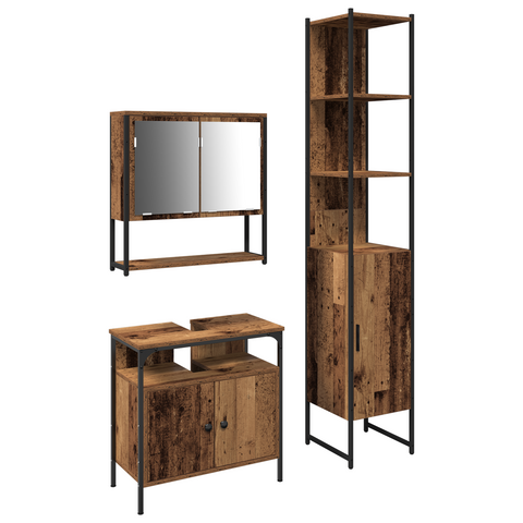 vidaXL Bathroom Sink Cabinet with Built-in Basin Old Wood Engineered Wood