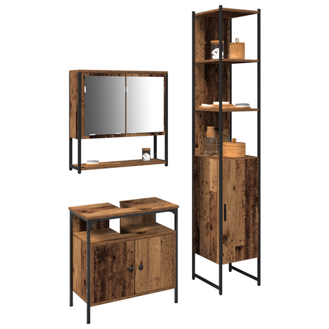 vidaXL Bathroom Sink Cabinet with Built-in Basin Old Wood Engineered Wood