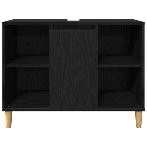 vidaXL 3 Piece Bathroom Furniture Set Black Oak Engineered Wood