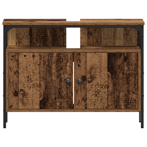 vidaXL Bathroom Sink Cabinet with Built-in Basin Old Wood Engineered Wood