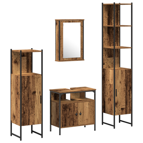 vidaXL 4 Piece Bathroom Furniture Set Old Wood Engineered Wood
