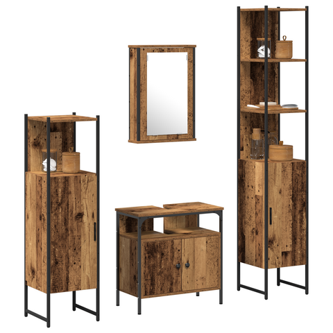 vidaXL 4 Piece Bathroom Furniture Set Old Wood Engineered Wood