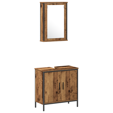 vidaXL 4 Piece Bathroom Furniture Set Old Wood Engineered Wood