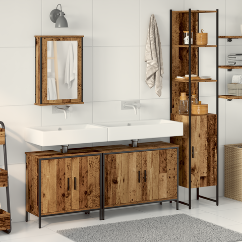vidaXL 4 Piece Bathroom Furniture Set Old Wood Engineered Wood