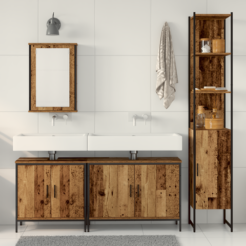 vidaXL 4 Piece Bathroom Furniture Set Old Wood Engineered Wood