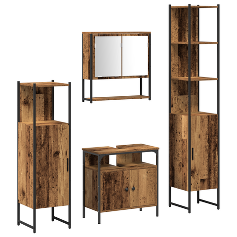 vidaXL 4 Piece Bathroom Furniture Set Old Wood Engineered Wood