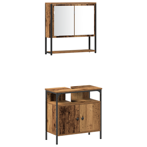 vidaXL 4 Piece Bathroom Furniture Set Old Wood Engineered Wood