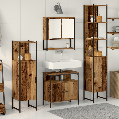 vidaXL 4 Piece Bathroom Furniture Set Old Wood Engineered Wood