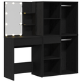 vidaXL LED Dressing Table with 2 Cabinets Black Oak Engineered Wood