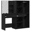 vidaXL LED Dressing Table with 2 Cabinets Black Oak Engineered Wood